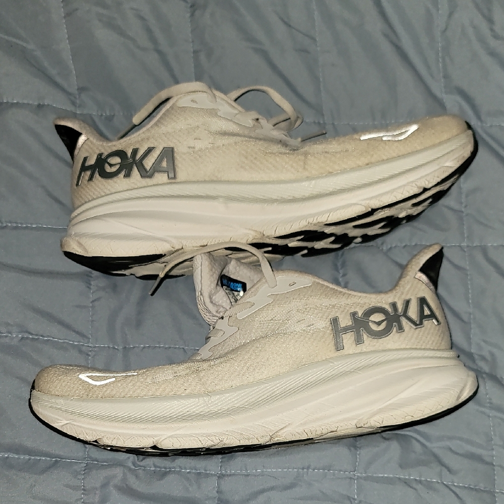 Hoka White and Gray Athletic Shoes